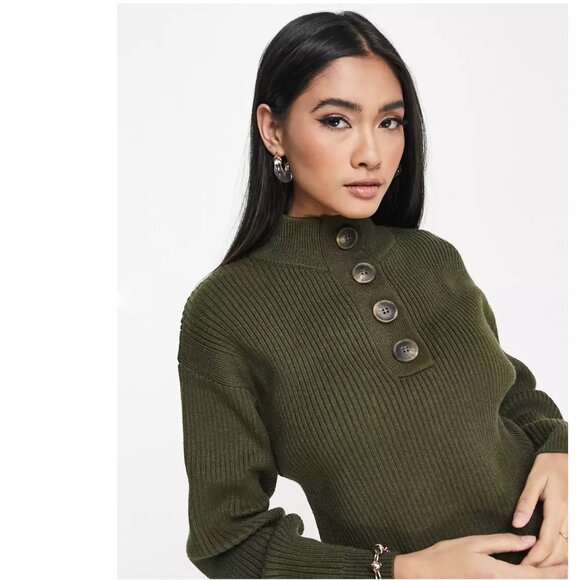 MNG MANGO | Knitted Sweater With Half Button Detail Sz. XL - Picture 2 of 9